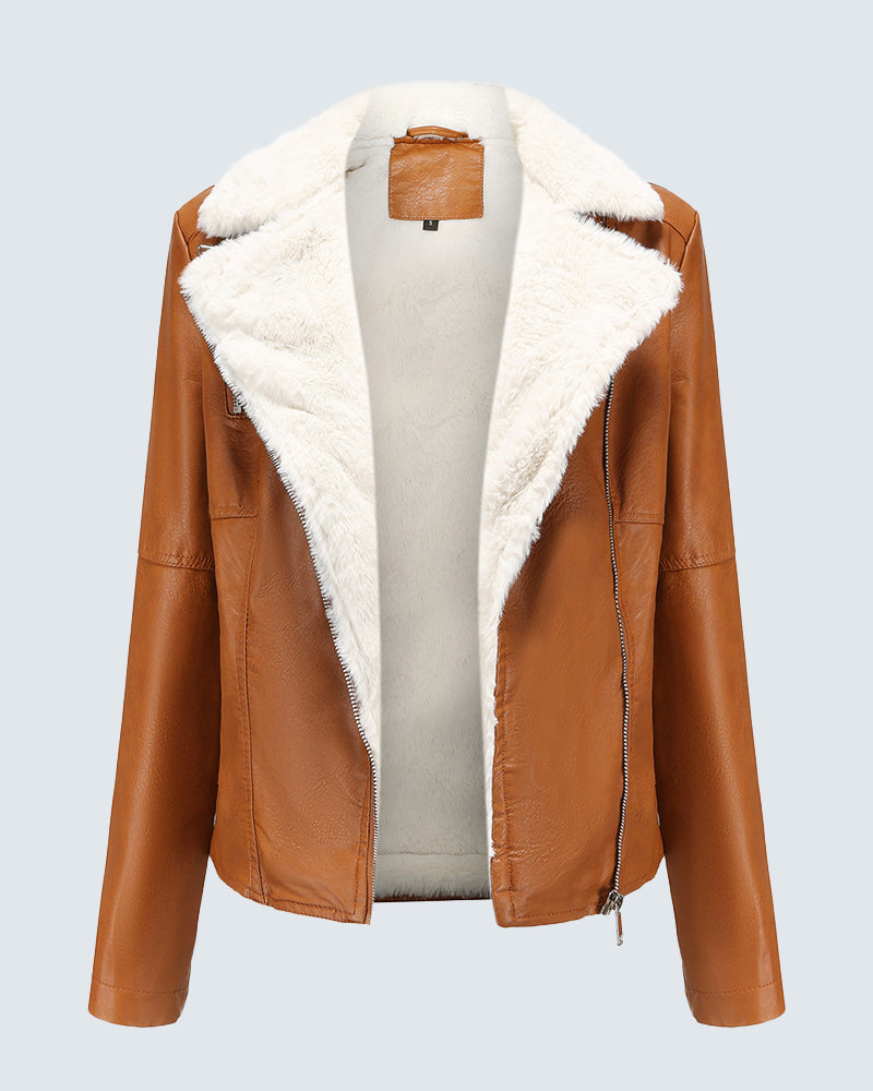 Plus Size Winter Coat Lapel Collar Long Padded Leather Vintage Thicken Coat