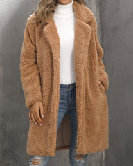 Faux Fur Mid-length Plush Cardigan Coat