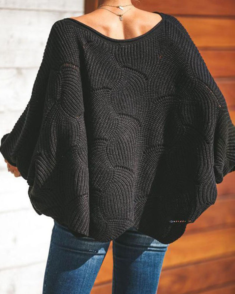 Plus Size Loose Hollow Knitwear Sweater