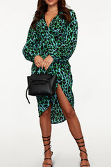 Long Sleeve Wrap Midi Dress