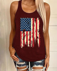 Independence Day Sleeveless Casual American Flag Tank Tops Loose Cute Printed Workout Sports Athletic T Shirts