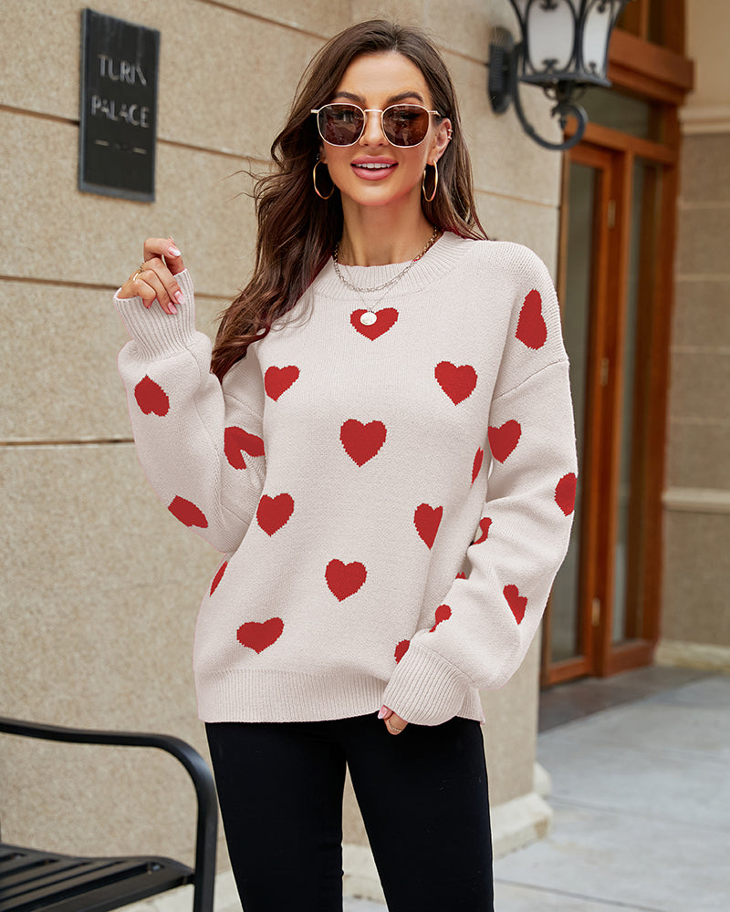 Valentine's Day Heart Pattern Knitwear Sweater