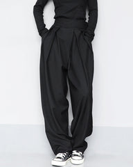 Plus Size High Waist Magic Sticker Suit Wide Leg Pants