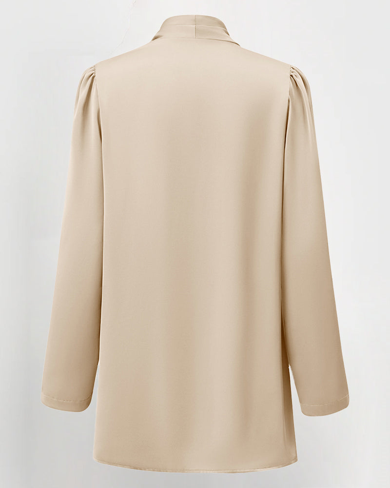 Solid Color Puff-Sleeve Open Blazer Shawl Collar Open Cardigan