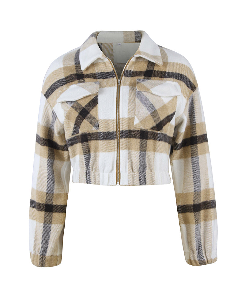Button Down Plaid Casual Tweed Shirt