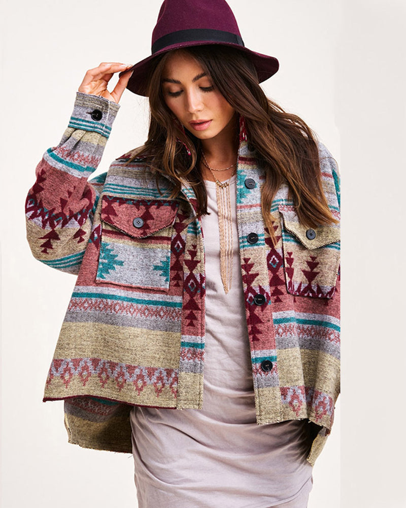 Long Sleeve Button Lapel Collar Jacket