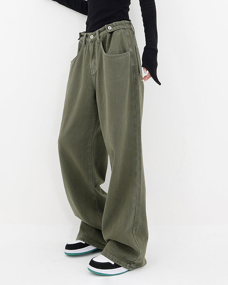 Plus Size Jeans High Waist Wide Leg Pants