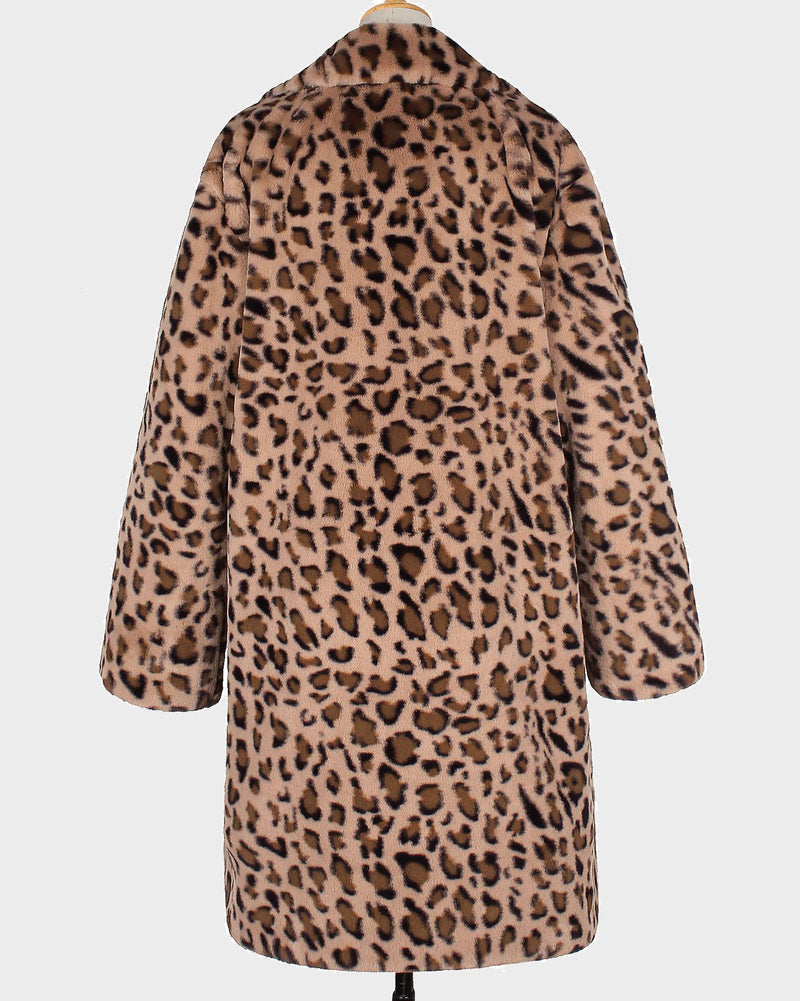 Faux Fur Coat Leopard Print Fluffy Coat