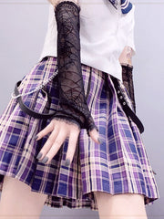Dark Punk Spider Web Long Half Finger Gloves