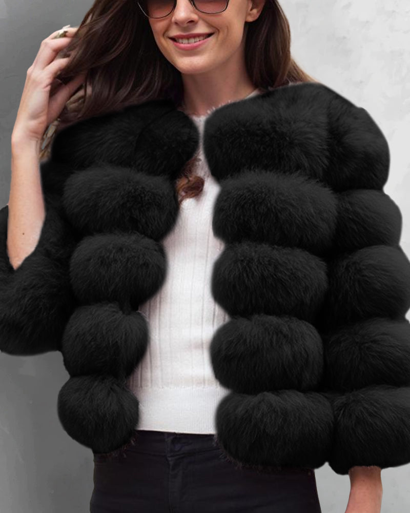 Faux Fox Fur Coat Short Jacket Winter Warm Outwear