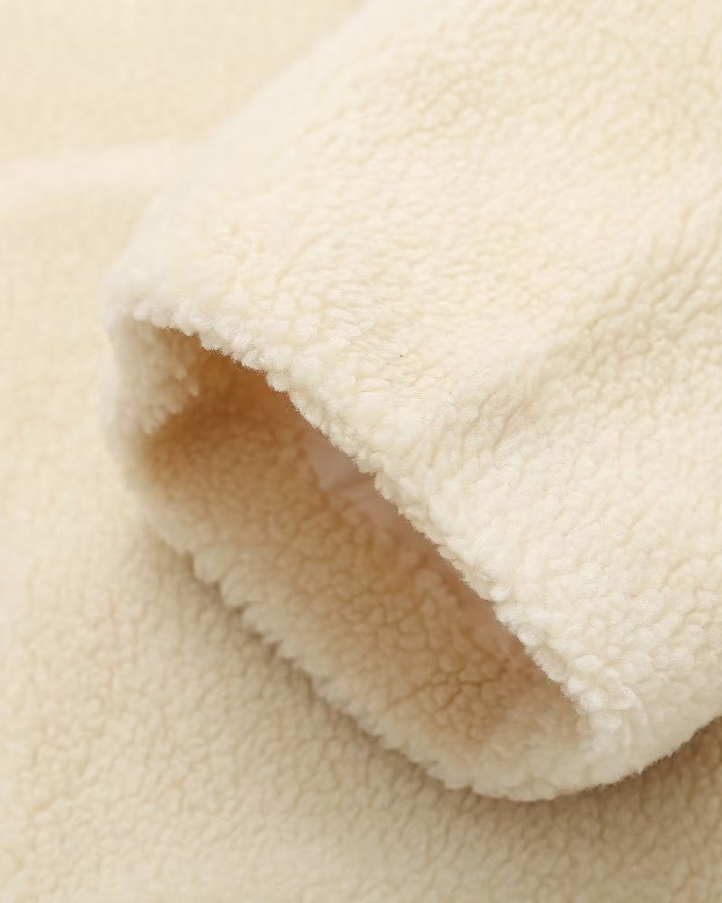Teddy Fleece Jacket Cozy High Collar Zip-up Coat Fuzzy Winter Outwear with Pockets