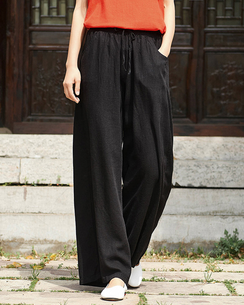 Wide Leg Pants Casual Drawstring Lounge Palazzo Loose Trousers