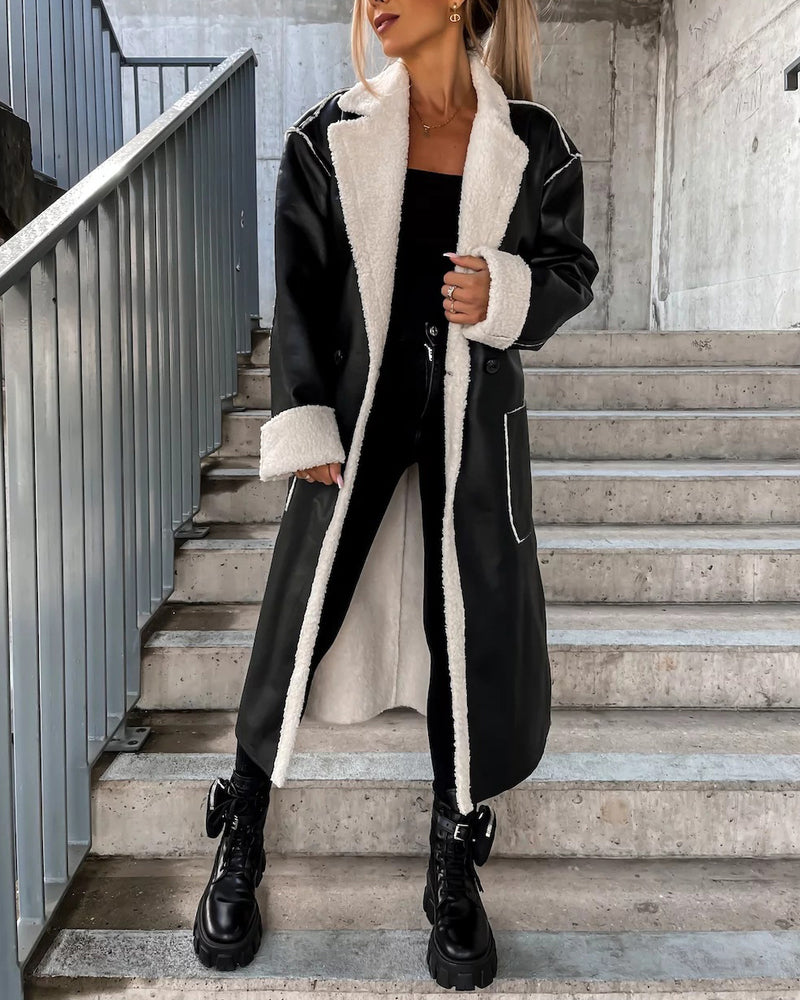 Women's Thick Windproof Belted Long Trench Coat Outerwear