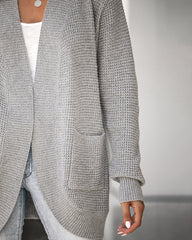 Solid Color Knit Open-Front Cardigan