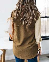 Plaid Colorblock Buttons Long Sleeve Shirt
