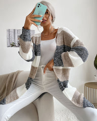 Striped Open-Front Longline Cardigan