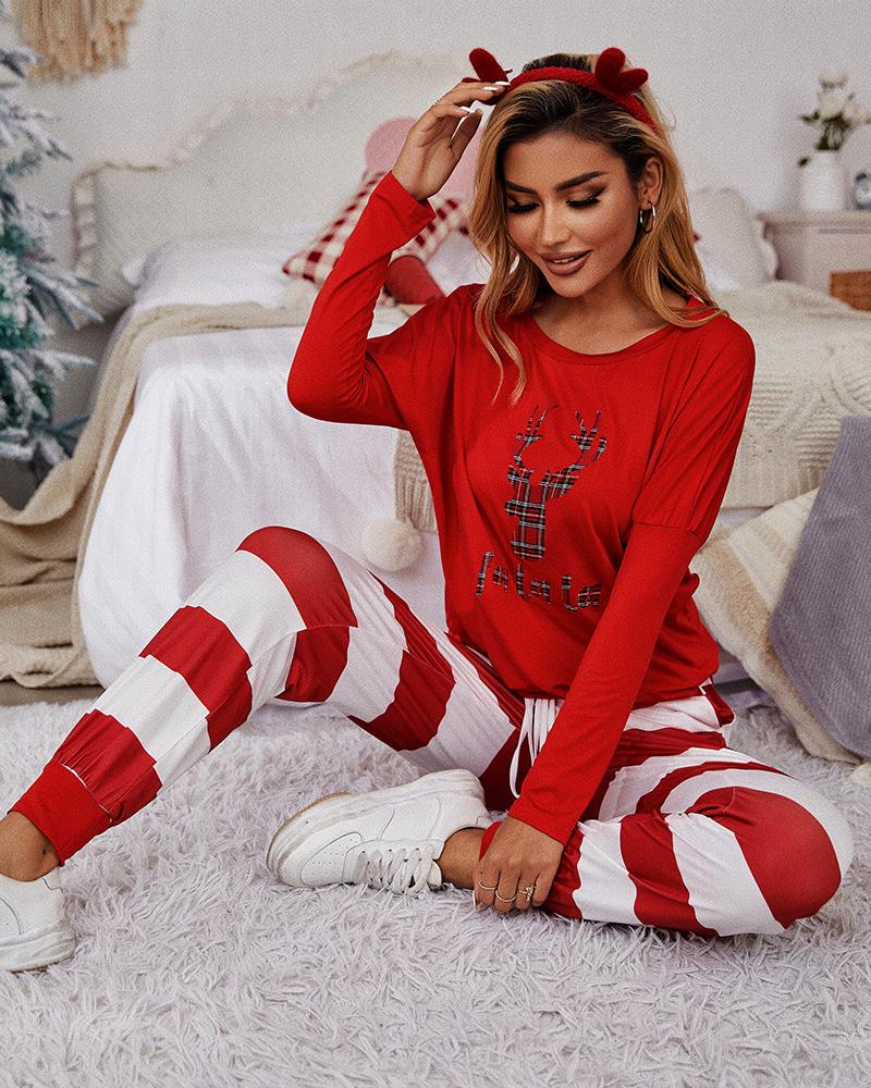 Skeleton Print Top & Pocket Design Pants Set