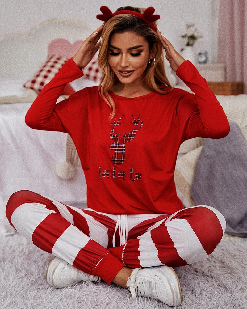 Skeleton Print Top & Pocket Design Pants Set