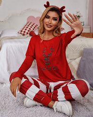 Skeleton Print Top & Pocket Design Pants Set