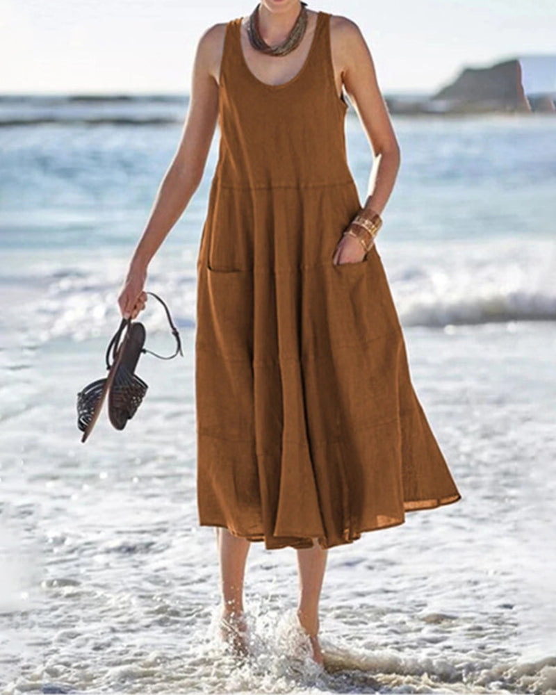 Sleeveless Long Dress Ladies Holiday Sundress