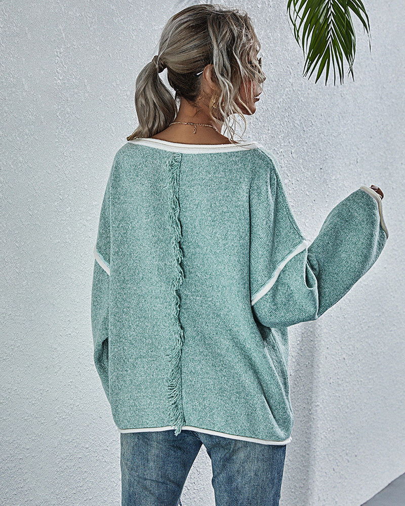 Oversized Soft Knit Long Batwing Sleeve Pullover Sweater Tunic Outfit Tops