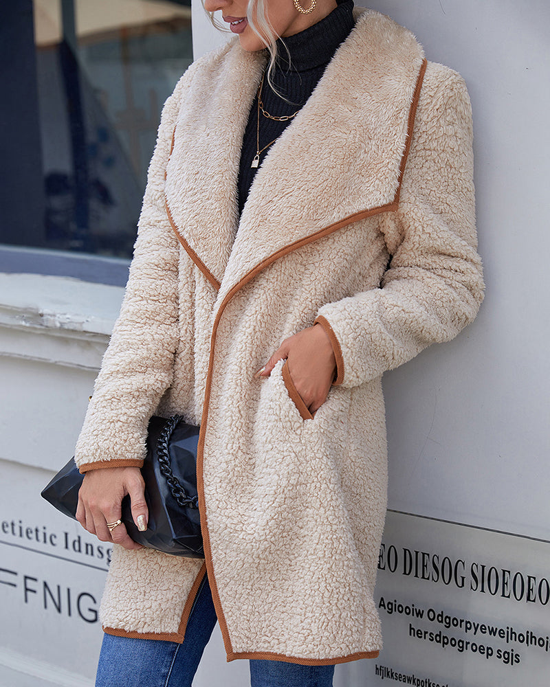 Lapel Irregular Mid -length Double -sided Plush Coat