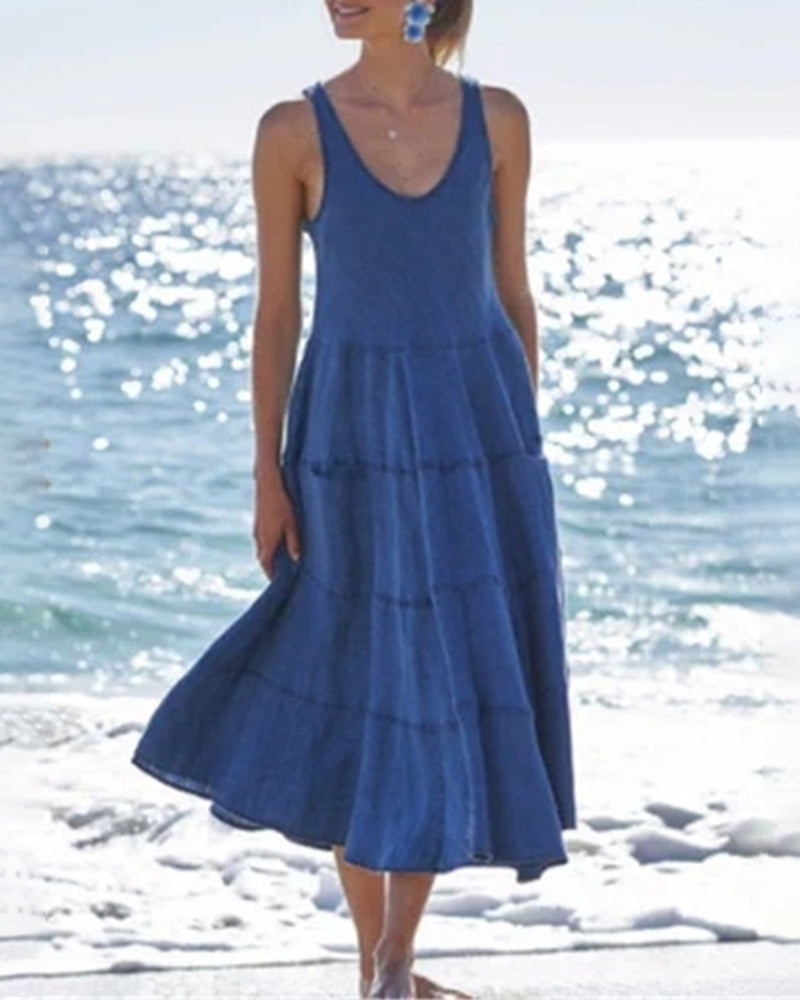 Sleeveless Long Dress Ladies Holiday Sundress