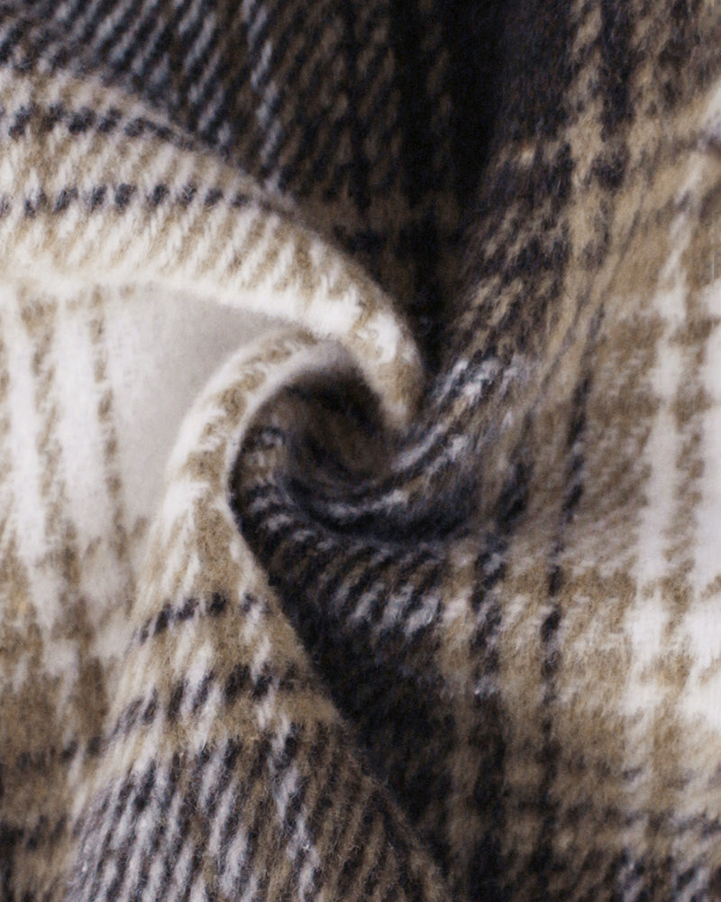 Plaid Button Front Curved Hem Shacket
