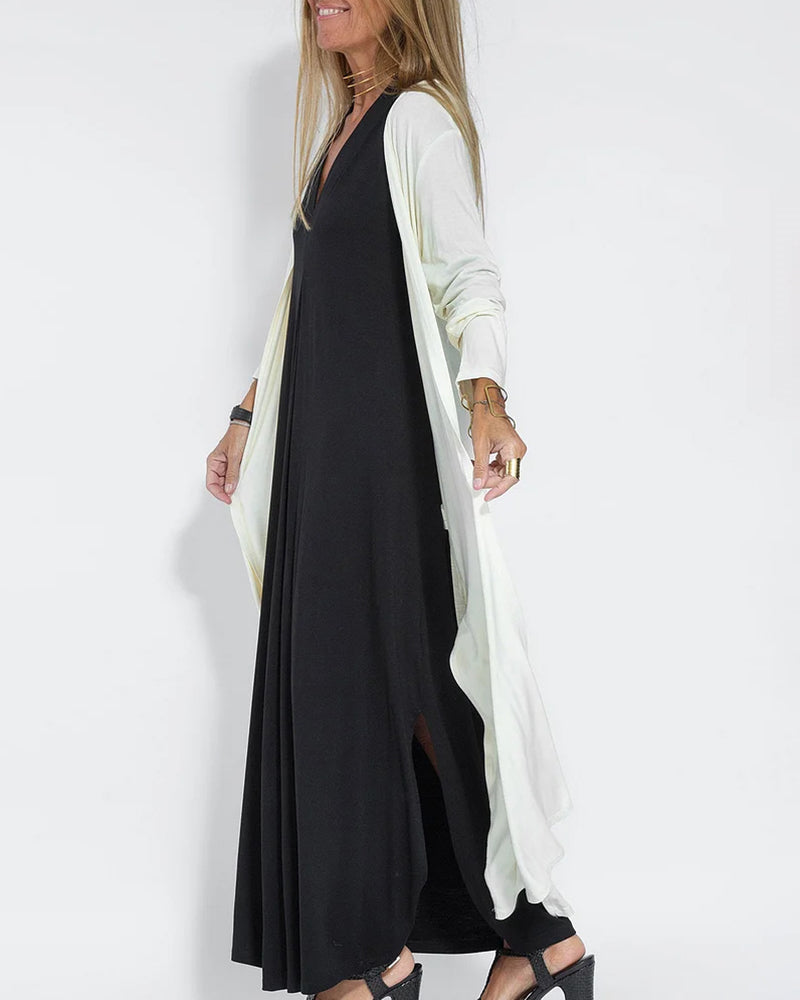 Women Casual Solid Color Slit Cardigan