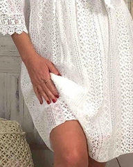 Summer V Neck Sexy Hollow Out Short Sundress Flared Sleeve Lady Party Dress