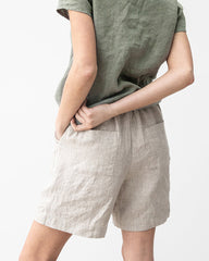 Belted Straight-leg High-waisted Cotton and Linen Casual Pants