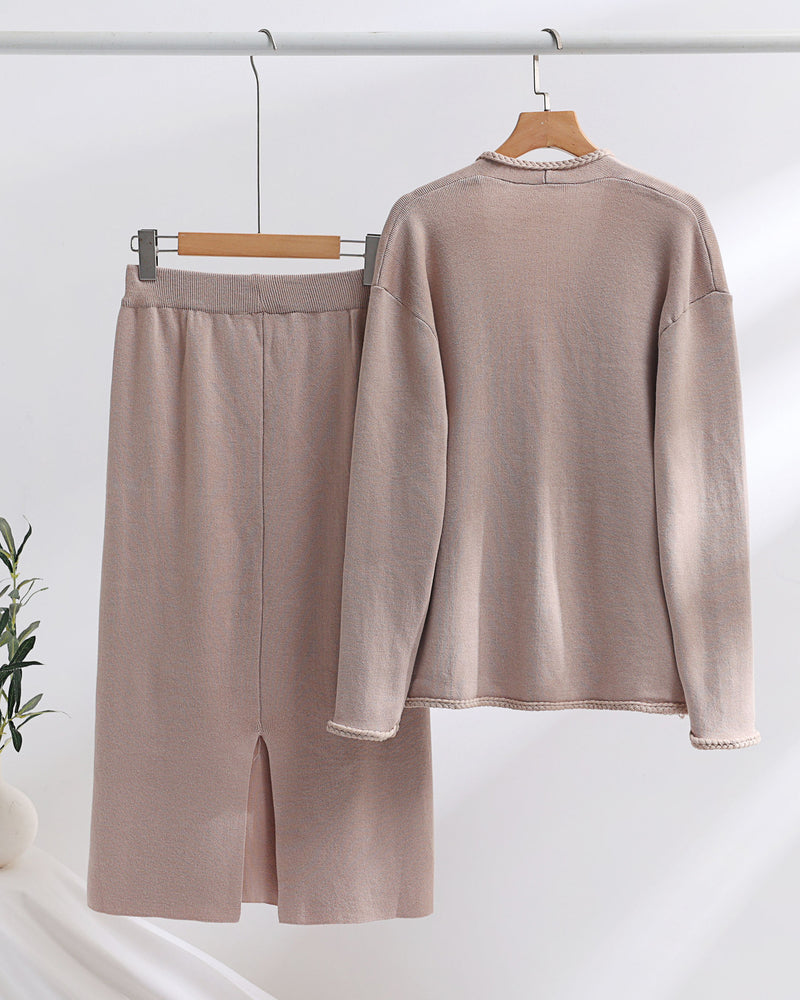 Knitted Two-piece Sets Loose Casual Skirt Suit