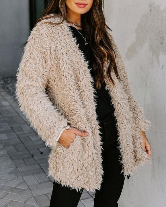 Teddy Bear Coat Winter Warm Loose Oversized  Fleece Jacket Pockets Coat