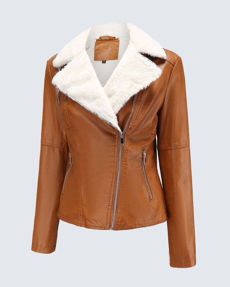 Plus Size Winter Coat Lapel Collar Long Padded Leather Vintage Thicken Coat