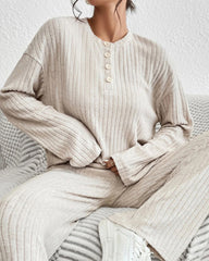 Loungewear Sets Casual Comfort Soft Split Hem Sweater & Wide Leg Pants