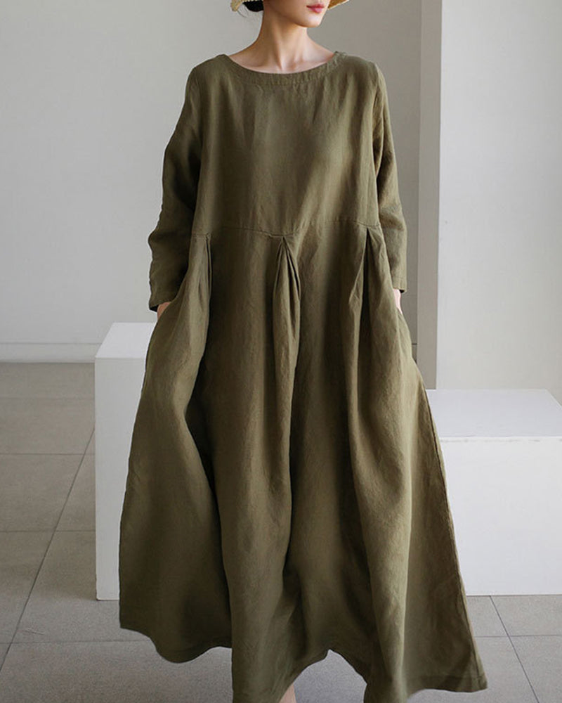 Dress Loose Casual Baggy Oversized Long Sleeve Midi Dress