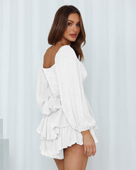 Square Neck Lantern Ruffle Shorts Jumpsuit