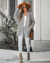 Solid Color Knit Open-Front Cardigan