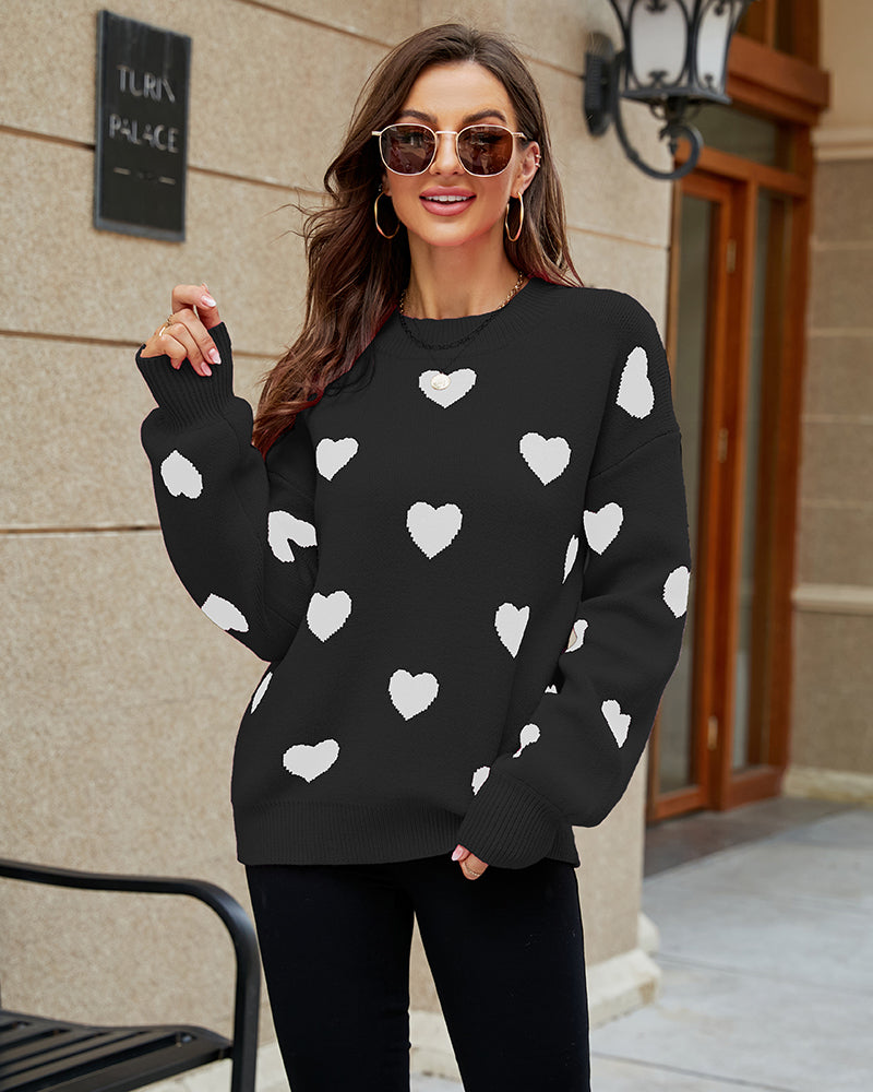 Valentine's Day Heart Pattern Knitwear Sweater