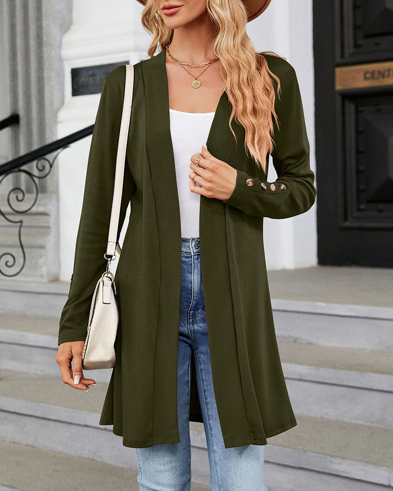 Lightweight Open Front Cardigans Long Sleeve Casual Soft Drape Knit Cardigan