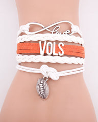 Multi-layered Leather Cord Friendship Bracelet Infinite Love Rugby VOLS Letter Bracelet