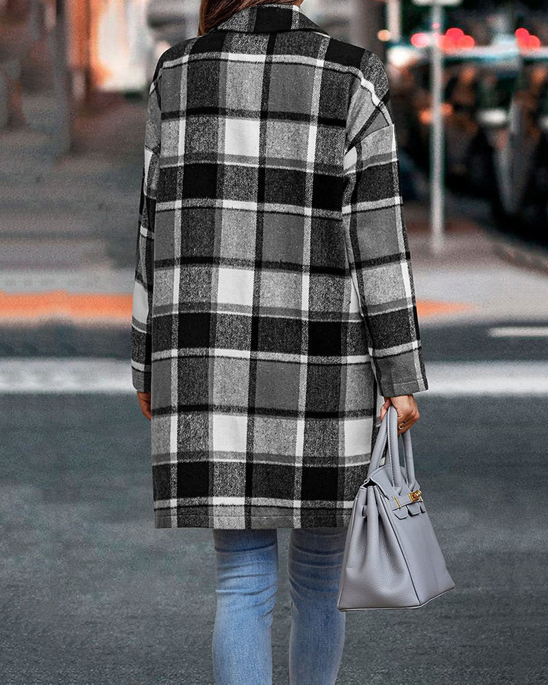 Casual Plaid Long Sleeve Flannel Coat Button Down Fall Jacket Shacket