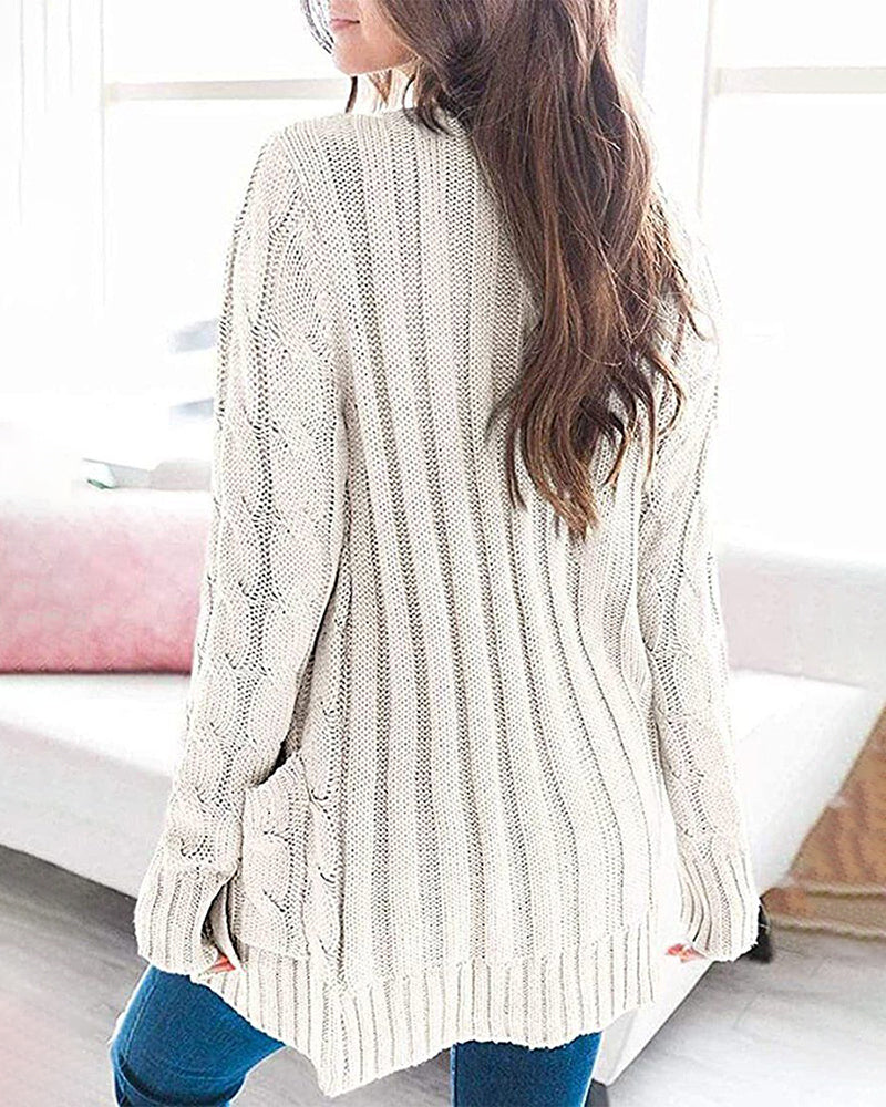Plain Twist Button Cardigan Sweater