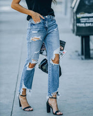 High Waist Fashion Distressed Ripped Jeans Casual Women's 90??£¤S Flare Jeans