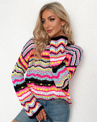 Casual Sweater Rainbow Striped Knitwear