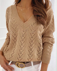 Knit V Neck Long Sleeve Sweater