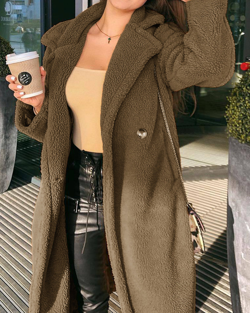 Double-faced Fleece Lapel Breasted Woolen Coat