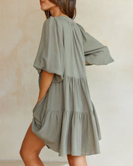 Casual Boho V Neck Short Sleeve Tie Waist A Line Flowy Dresses