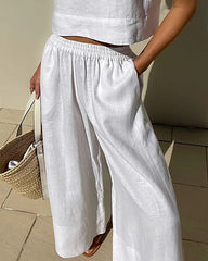 Elastic Waist Wide Leg Pants