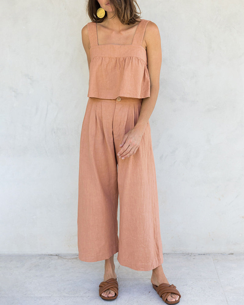 Cropped Wide Leg Pants Casual Pants